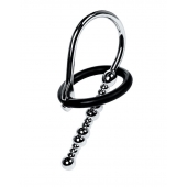 Серебристый уретральный плаг-бусины TOYFA Metal с мягким фиксириющим кольцом - ToyFa - купить с доставкой в Первоуральске