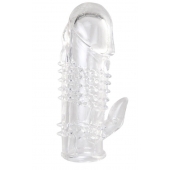 Прозрачная гелевая насадка с шипами и клиторальным отростком - 13 см. - Toyfa Basic - в Первоуральске купить с доставкой