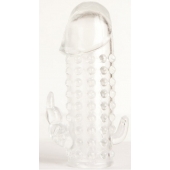 Гелевая прозрачная насадка с 2 отростками - 13 см. - Toyfa Basic - в Первоуральске купить с доставкой