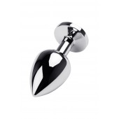 Серебристая коническая анальная пробка с красным кристаллом - 8 см. - ToyFa - купить с доставкой в Первоуральске