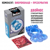 Голубое эрекционное виброкольцо Luxe VIBRO  Дьявол в доспехах  + презерватив - Luxe - в Первоуральске купить с доставкой