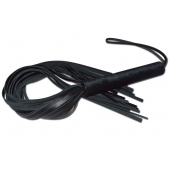 Чёрная кожаная плеть с жесткой ручкой - 63 см. - Sitabella - купить с доставкой в Первоуральске