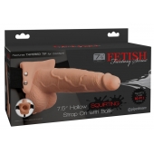 Телесный полый страпон с имитацией эякуляции 7.5  Hollow Squirting Strap-On with Balls Flesh - 21,6 см. - Pipedream - купить с доставкой в Первоуральске