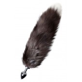 Серебристая металлическая анальная втулка с хвостом чернобурой лисы - размер S - ToyFa - купить с доставкой в Первоуральске