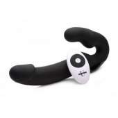 Черный безремневой страпон Urge Silicone Strap On с пультом ДУ - 24 см. - XR Brands - купить с доставкой в Первоуральске