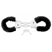 Меховые чёрные наручники Beginner s Furry Cuffs - Pipedream - купить с доставкой в Первоуральске