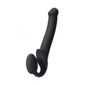 Черный безремневой страпон Silicone Bendable Strap-On M - Strap-on-me - купить с доставкой в Первоуральске