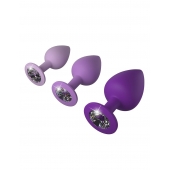 Набор из 3 фиолетовых анальных пробок со стразами Little Gems Trainer Set - Pipedream - купить с доставкой в Первоуральске