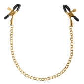 Чёрные с золотом зажимы на соски Gold Chain Nipple Clamps - Pipedream - купить с доставкой в Первоуральске