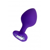 Фиолетовая анальная втулка Diamond Heart с прозрачным кристаллом - 8 см. - ToyFa - купить с доставкой в Первоуральске