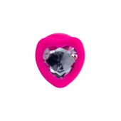 Розовая анальная втулка Diamond Heart с прозрачным кристаллом - 9,5 см. - ToyFa - купить с доставкой в Первоуральске