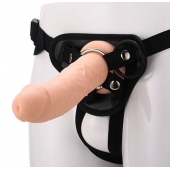 Черные трусики с телесной насадкой STRAP ON REAL DILDO - 21 см. - Dream Toys - купить с доставкой в Первоуральске