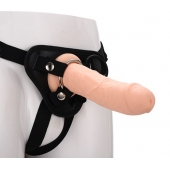 Черные трусики с телесной насадкой STRAP ON REAL DILDO - 21 см. - Dream Toys - купить с доставкой в Первоуральске