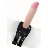 Черный узкий пояс на бедро с телесной насадкой - LOVETOY (А-Полимер) - купить с доставкой в Первоуральске