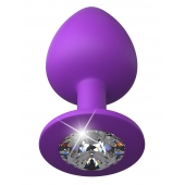 Фиолетовая анальная пробка со стразом Her Little Gem Large Plug - 9,5 см. - Pipedream - купить с доставкой в Первоуральске