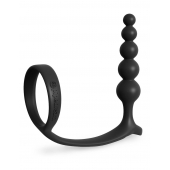 Черная анальная цепочка с эрекционным кольцом Ass-gasm Cockring Anal Beads - Pipedream - в Первоуральске купить с доставкой