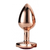 Золотистая анальная втулка с кристаллом-сердечком розового цвета - 7,1 см. - Dream Toys - купить с доставкой в Первоуральске