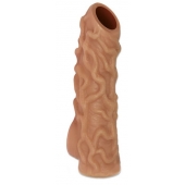 Телесная насадка с венками и открытой головкой Nude Sleeve L - 14 см. - KOKOS - в Первоуральске купить с доставкой