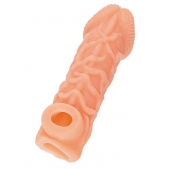 Телесная закрытая насадка с венками Cock Sleeve Size S - 13,8 см. - KOKOS - в Первоуральске купить с доставкой