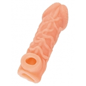 Телесная закрытая насадка с венками Cock Sleeve Size L - 17,6 см. - KOKOS - в Первоуральске купить с доставкой