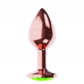Пробка цвета розового золота с лаймовым кристаллом Diamond Emerald Shine S - 7,2 см. - Lola Games - купить с доставкой в Первоуральске