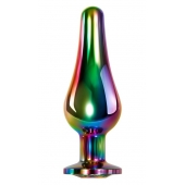 Радужная анальная пробка Rainbow Metal Plug Small - 9,4 см. - Evolved