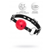 Красный кляп-шар на черных ремешках - ToyFa - купить с доставкой в Первоуральске Красный кляп-шар на черных ремешках - ToyFa - купить с доставкой в Первоуральске