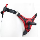 Красно-черные универсальные трусики с 2 способами крепления насадок - LOVETOY (А-Полимер) - купить с доставкой в Первоуральске