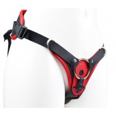 Красно-черные универсальные трусики с 2 способами крепления насадок - LOVETOY (А-Полимер) - купить с доставкой в Первоуральске