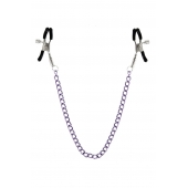Зажимы для сосков с фиолетовой цепочкой Sweet Caress Nipple Chain - Sweet Caress - купить с доставкой в Первоуральске