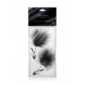 Зажимы на соски с черными пуховыми кисточками Sweet Caress Feather Nipple Clumps - Sweet Caress - купить с доставкой в Первоуральске