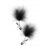 Зажимы на соски с черными пуховыми кисточками Sweet Caress Feather Nipple Clumps - Sweet Caress - купить с доставкой в Первоуральске