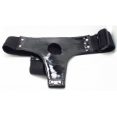 Чёрные лаковые трусики для страпона - БДСМ Арсенал - купить с доставкой в Первоуральске