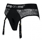 Черные трусики для насадок Diva Lingerie Harness - size S - Strap-on-me - купить с доставкой в Первоуральске