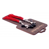 Металлические зажимы на соски с красными замшевыми кисточками - Crazy Handmade - купить с доставкой в Первоуральске