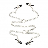 Серебристые зажимы для сосков и половых губ на тонкой цепочке - Notabu - купить с доставкой в Первоуральске