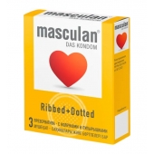 Презервативы с колечками и пупырышками Masculan Ribbed+Dotted - 3 шт. - Masculan - купить с доставкой в Первоуральске