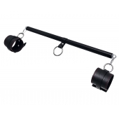 Черная распорка для ног с кожаными манжетами - Pecado - купить с доставкой в Первоуральске