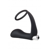 Черное эрекционное кольцо с вибропробкой Vibrating Anal Plug With Cockring - Dream Toys - в Первоуральске купить с доставкой