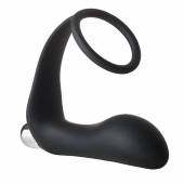 Черное эрекционное кольцо с вибропробкой Vibrating Anal Plug With Cockring - Dream Toys - в Первоуральске купить с доставкой