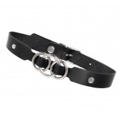 Черный кожаный ошейник со связанными кольцами - Pecado - купить с доставкой в Первоуральске