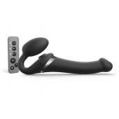 Черный безремневой страпон Multi Orgasm Size M с клиторальной стимуляцией - Strap-on-me - купить с доставкой в Первоуральске