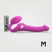 Ярко-розовый безремневой страпон Multi Orgasm Size M с клиторальной стимуляцией - Strap-on-me - купить с доставкой в Первоуральске