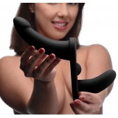 Черный вибрострапон Double Take 10X Double Penetration Vibrating Strap-on Harness - XR Brands - купить с доставкой в Первоуральске