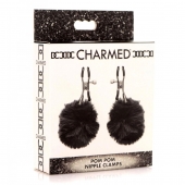 Зажимы для сосков с черным помпонами Pom Pom Nipple Clamps - XR Brands - купить с доставкой в Первоуральске