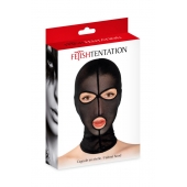 Черная сетчатая маска на голову с отверстиями для глаз и рта - Fetish Tentation - купить с доставкой в Первоуральске