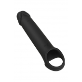 Черная насадка-удлинитель с вибрацией Vibrating Extender With Remote - Dream Toys - в Первоуральске купить с доставкой