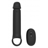 Черная насадка-удлинитель с вибрацией Vibrating Extender With Remote - Dream Toys - в Первоуральске купить с доставкой