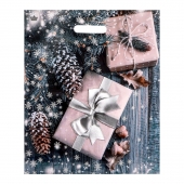 Новогодний пакет с принтом в виде подарков и вырубной ручкой (45х38 см) - Сима-Ленд - купить с доставкой в Первоуральске