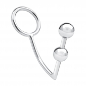 Кольцо на пенис с анальным стимулятором Two Bead Stainless Steel Anal Hook   Cock Ring - BlueLine - в Первоуральске купить с доставкой